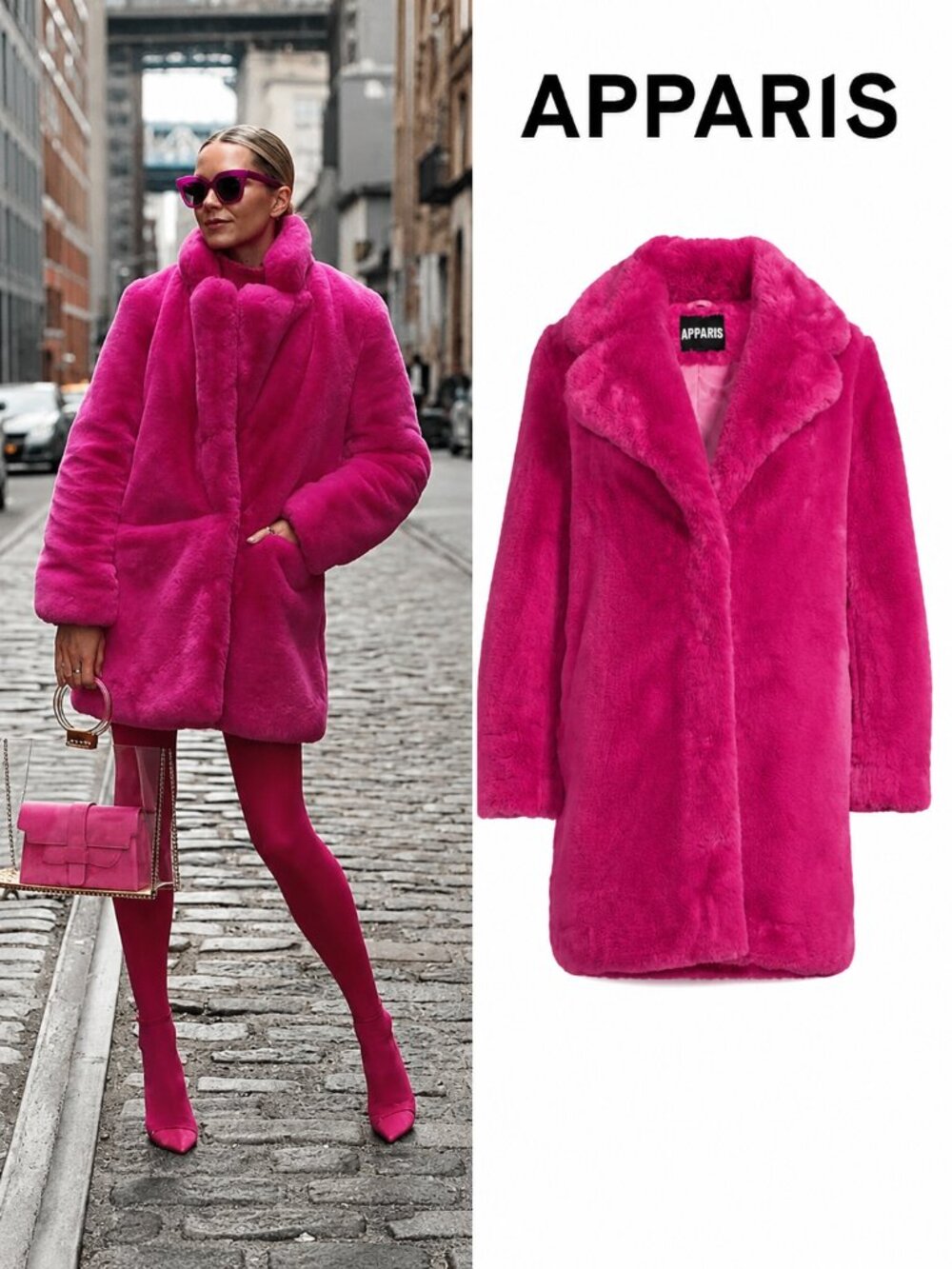 💥SHOWSTOPPER!💥APPARIS CHUNKY PLUCHE FUF OVERSIZED COAT IN MAGENTA PINK